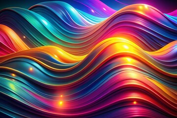 Poster - Colorful Glowing Abstract Wavy Realistic 3D Background for Generative AI Projects, Perfect for Digital Art and Modern Design Inspiration in Vibrant Hues and Fluid Shapes