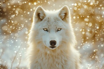 a white wolf in the snow