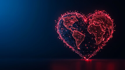 Poster - Heart-shaped visual shows global business networks, highlighting connectivity and collaboration