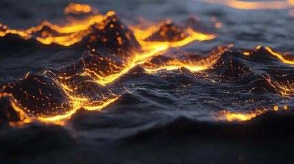 Poster - A clean digital map with glowing seamless transitions between regions.