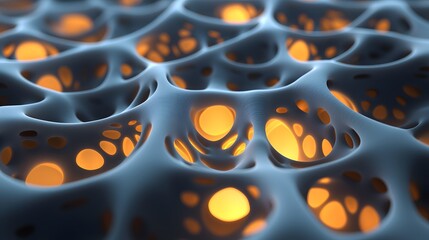 Poster - A glowing 3D illustration of seamless interconnections on a neutral surface.
