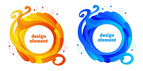 Fototapete - Gradient abstract circle frame with flowing liquid shapes.  Dynamic shapes and lines. Vector.