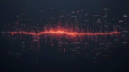 Aufkleber - A futuristic chart with seamless bars blending into each other, glowing against a neutral backdrop.