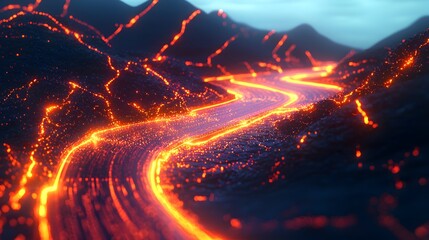 Poster - A minimalist representation of seamless digital data as glowing interconnected pathways.
