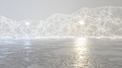 Poster - A clean white canvas with interconnected glowing lines forming a digital web.