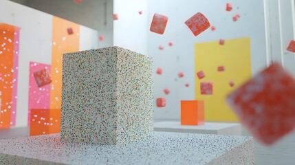Poster - A conceptual display of floating segments merging into a seamless digital interface.