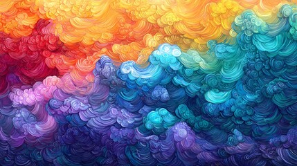 Aufkleber - A glowing gradient of flowing waves in vibrant colors blending seamlessly across the canvas.