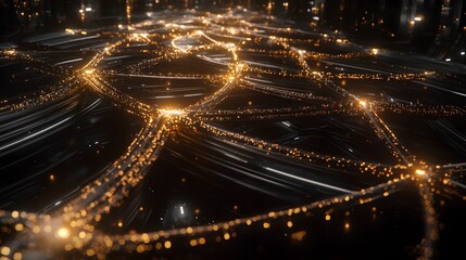 Poster - An intricate arrangement of glowing nodes forming a seamless digital web.