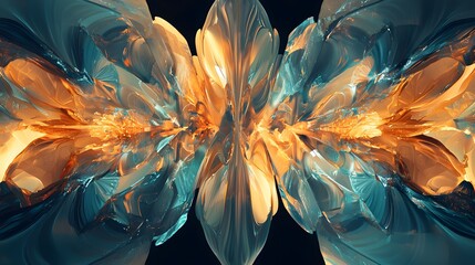 Poster - A symmetrical flow of translucent layers merging into a seamless abstract gradient.