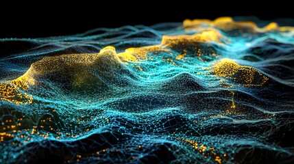 Poster - A 3D visualization of digital pathways creating a seamless network of interconnected elements.
