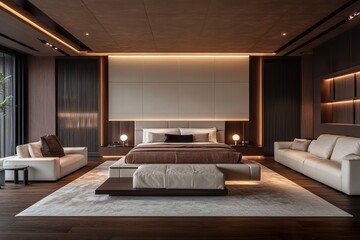 Wall Mural - Luxury hotel suite, bedroom. 3d render.