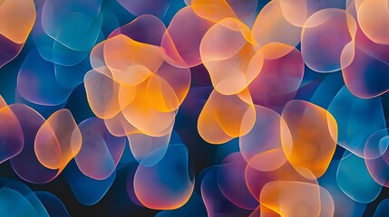 Poster - A symbolic abstract pattern of translucent overlapping shapes blending into seamless connections.