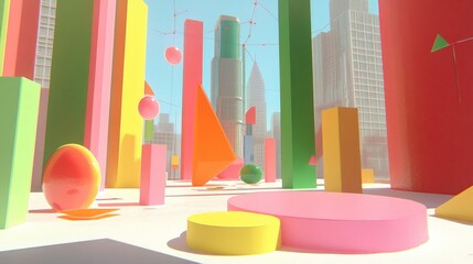 Poster - A detailed 3D bar chart in neon colors, with each bar representing a different industry sector. The background features a digital network of connecting lines and data.