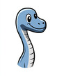 © Aisyaqilumar - A cartoon dinosaur head with a big smile on its face. The dinosaur is blue and has a white belly.