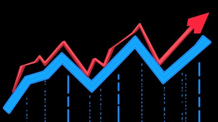 Poster - A financial dashboard showing a live stock market graph with growing and declining sectors. The chart features candlestick patterns, with a digital grid and numbers in the background.