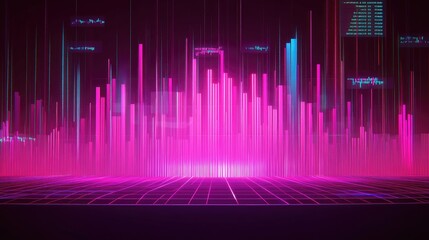 Poster - A glowing 3D stock market graph with upward and downward arrows, showing fluctuating stock prices. The background features financial data and ticker symbols scrolling by.