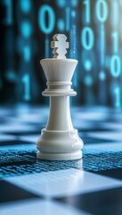 Poster - White Chess King on Digital Chessboard Strategic Leadership, Artificial Intelligence and Innovation