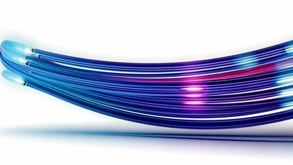 Poster - Vibrant Multicolored Fiber Optic Cables Glowing with Light in a Dynamic Wave Pattern