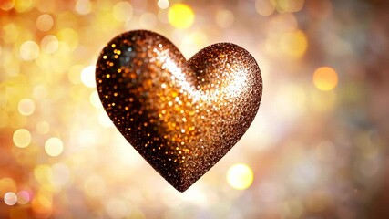 Poster - Shimmering Heart Shape Made of Sparkling Particles Against a Blurred Colorful Background