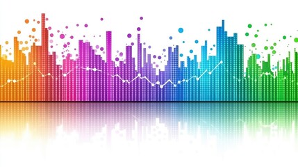 Poster - A sleek 3D bar chart with gradient colors ranging from blue to green, representing market analysis. The chart is displayed against a white background with subtle shadows.