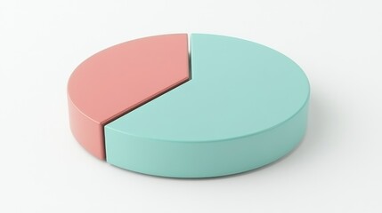 Poster - A sleek 3D pie chart with glossy segments in various shades of red, blue, and green. The chart is set against a minimal white background, with subtle shadows for depth.