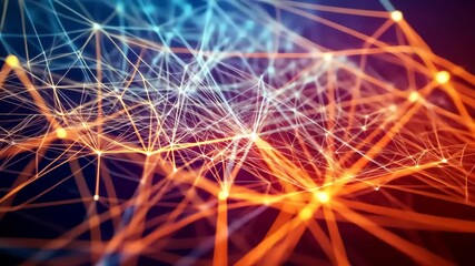 Aufkleber - Abstract Network Visualization with Bright Colorful Lines and Nodes on a Dark Background