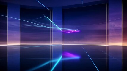 Poster - Futuristic Abstract Background with Neon Lines and Soft Glow in Vibrant Colors