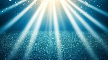 Poster - Bright Radiant Light Burst with Particles in a Dreamy Blue Background for Creative Projects