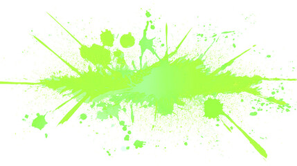 Poster - A vibrant splash of green paint with dynamic splatters radiating from a central point, showcasing a bold and energetic visual effect.