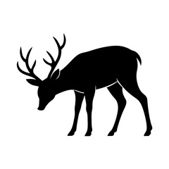 A simple deer animal with a black silhouette & Animal vector illustration. Deer elements icon vector