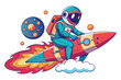 © Artelio - astronaut flying around the outer space planet. vector design illustration