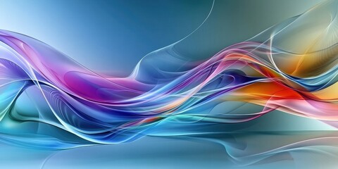 Poster - Experience the enchanting interplay of colors and light in this abstract artwork. Soft curves and dynamic waves create a sense of movement and serenity, blending seamlessly.