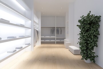 Wall Mural - 3d illustration of modern hotel corridor & wooden door