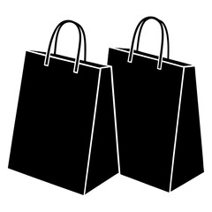 Set of shopping bags with black color silhouette & Bag vector illustration. Shopping elements icon vector