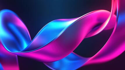 Poster - Vibrant pink and blue ribbons elegantly intertwine, creating a captivating and dynamic visual effect.