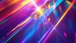 © Nathan - Abstract vibrant light reflections with colorful prism effects against a purple background.