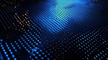 Poster - A mesmerizing abstract background featuring a pattern of illuminated dots in blue and gold hues.