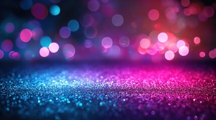 Poster - A vibrant, abstract background featuring shimmering bokeh lights in shades of blue, pink, and purple.