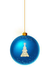 Wall Mural - Christmas background with blue bauble isolated.