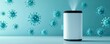 © saichon - A modern air purifier emits mist, surrounded by floating virus illustrations, symbolizing air quality and health protection.