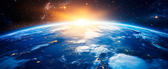 Wall Mural - Earth's horizon from space. A breathtaking planetary view.