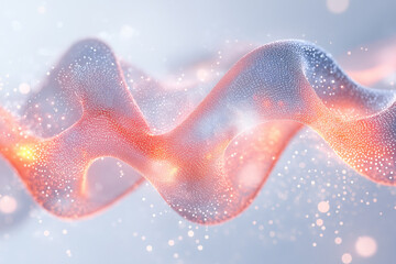 Fototapete - Colorful wave of light with glowing dots in abstract design. Generative AI