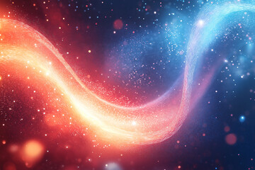 Fototapete - Colorful cosmic swirl with vibrant red and blue patterns against dark background. Generative AI