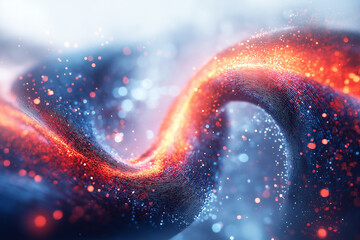 Fototapete - Vibrant abstract swirl of light in blue and orange colors with sparkles. Generative AI