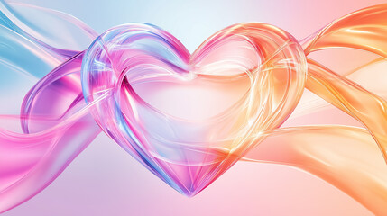 Poster - Colorful fractal heart pattern blends soft hues and flowing shapes to create a captivating visual effect