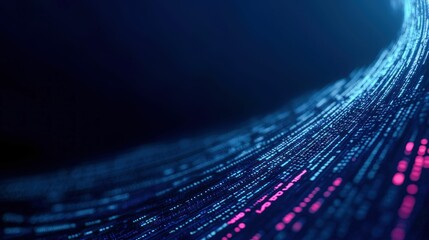 Poster - Abstract Flow of Digital Data with Blue and Pink Lines