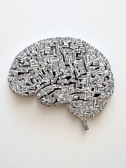 Aufkleber - A unique arrangement of words and phrases creates a human brain shape, symbolizing ideas, knowledge, and creative thought. Generative AI
