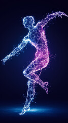 Poster - A vibrant representation of dance choreography depicted through geometric patterns and glowing lights in a dark setting