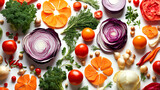 Colorful Assortment of Fresh Vegetables on White