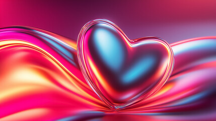 Poster - A vibrant heart symbol emerges from a mathematical love equation, surrounded by flowing colorful waves of light